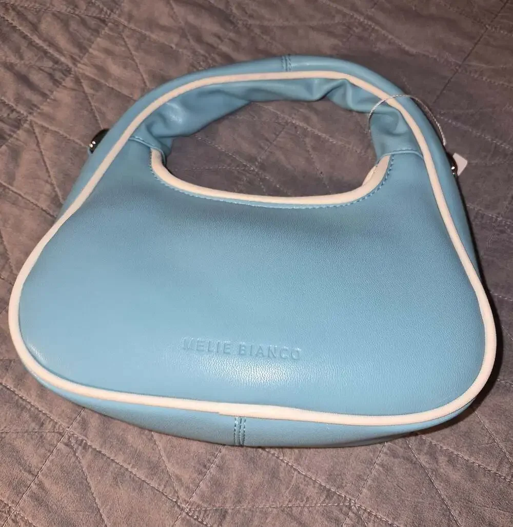 Melie Bianco Two-Tone Blue and White Shoulder Hobo Bag